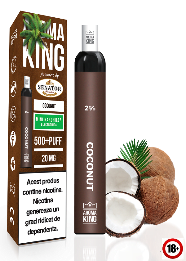 Aroma King, filtru, 500+ pufuri, de cocos, cu 20mg, tigara electronica, vape de unica folosinta - Vapi.ro