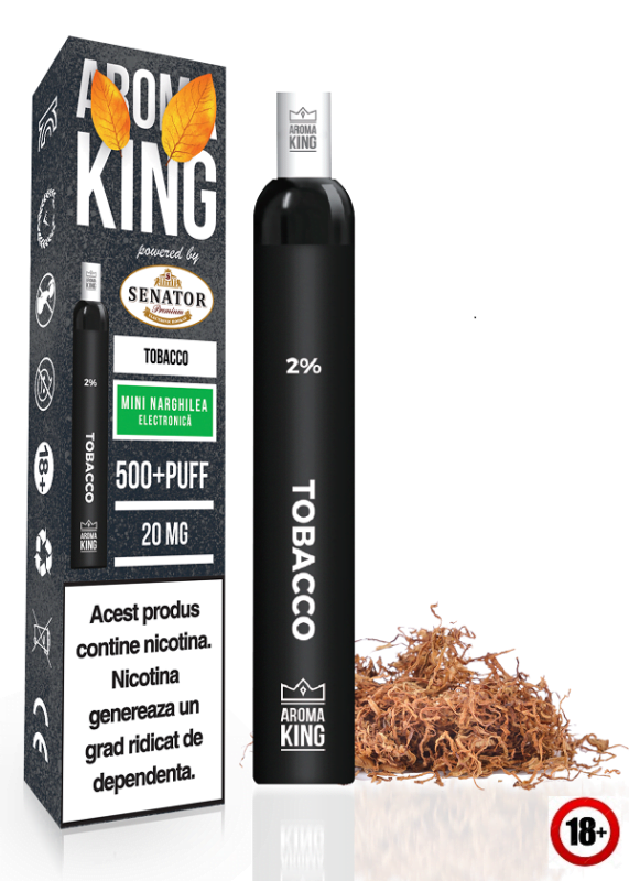 Aroma King, cu filtru, 500+ pufuri, Tutun fin, cu nicotina 20mg, tigara electronica, vape de