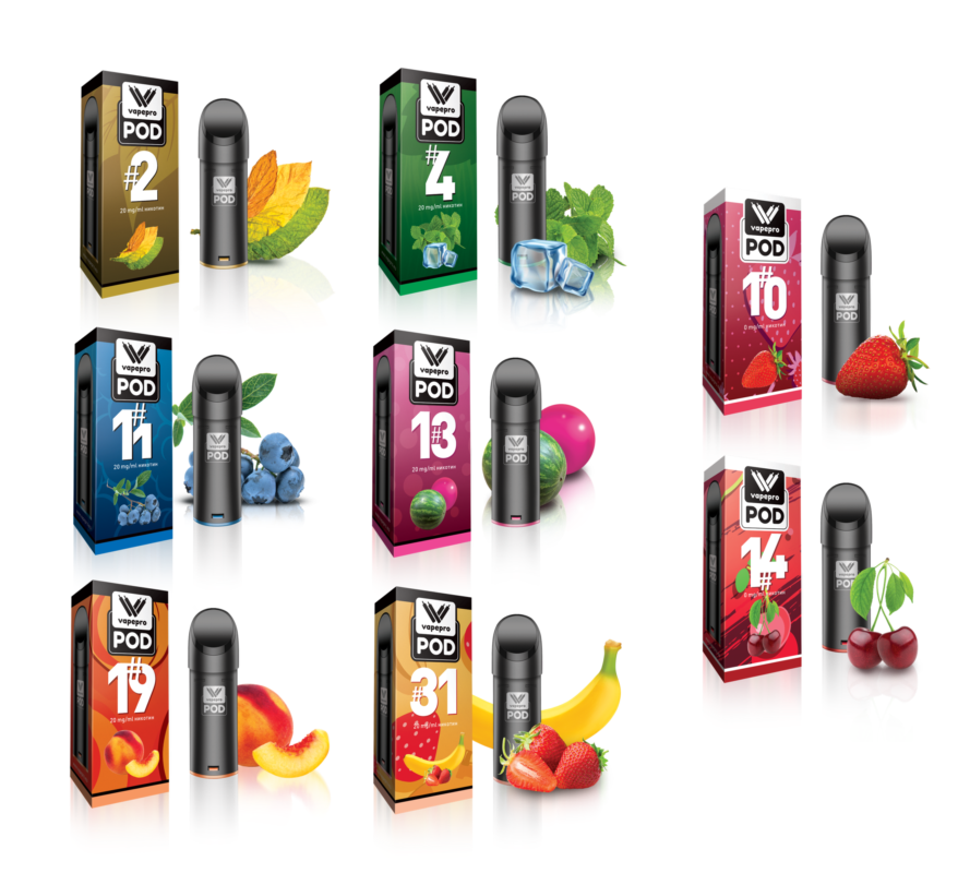 PROMO Vapepro POD Pro, set Baterie + Cartus 1200/1400 pufuri, diverse arome, reincarcabil 16 cartuse vapepro pod